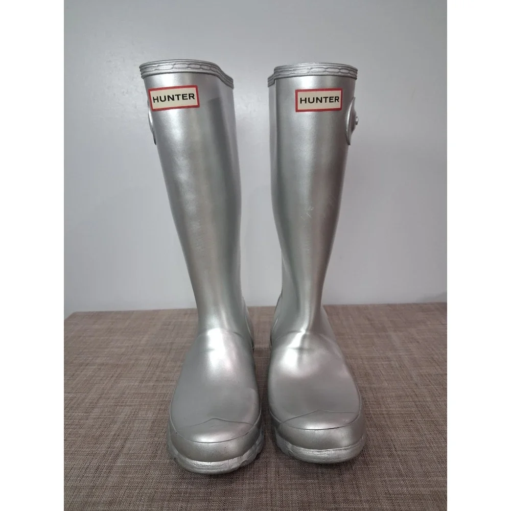 Hunter Original Kids Metal Silver Metallic Rain Boots JFT6000RMT US 4B/5G EU 36
